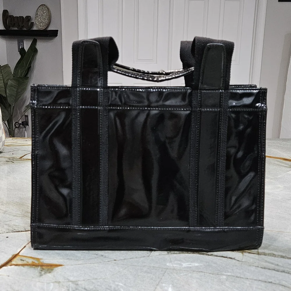 Tory Burch Ella Black Patent Leather Tote - Picture 4 of 15